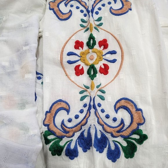 Anthropologie Forever That Girl Embroidered Peplum Blouse - Picture 8 of 15